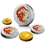 澳洲2012年龙年生肖彩色金银币套装(两金三银)