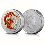 澳洲2012年龙年生肖彩色金银币1/2盎司银币
