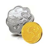 加拿大龙年生肖金银币套装(1/10盎司圆形金币+1盎司梅花形银币)
