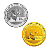 中国建设银行成立60周年熊猫加字金银币（1/4盎司金+1盎司银）