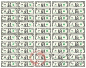 1美元50连体整版钞