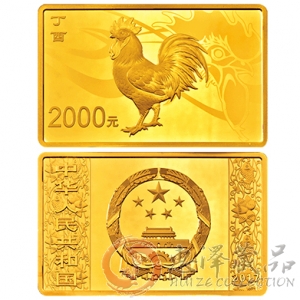 2017鸡年生肖150克方形金币
