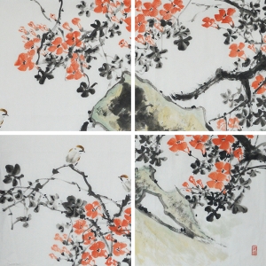 郭伊滨花鸟画《壮志凌云》四尺横幅