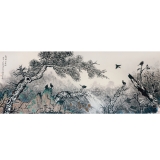 潘锡林《鸟鸣山更幽》367×144cm