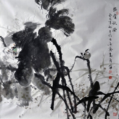 高广峰《卧赏秋风》 四尺斗方