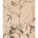 贾广健《菊花竹韵》  53×45cm