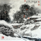 谭全昌《晨雪》斗方