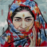 李毅《少女一》斗方