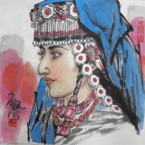 李毅《少女》斗方