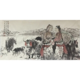 李毅《草原风情图》四尺横幅