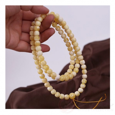 精品 俄白花蜜蜡手串男女款