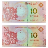 澳门生肖龙钞十连号（第二版）