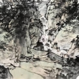 张延东《溪谷岚烟》四尺横幅