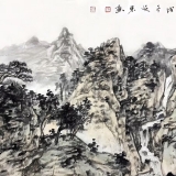 张延东《溪谷听泉》四尺横幅