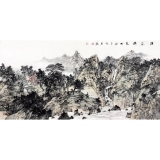 张延东《溪谷听泉》四尺横幅