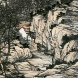 段铁《茂林隐居图》四尺斗方