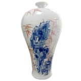 李毅《竹石图》瓷瓶