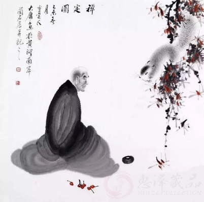 薛大庸《禅诗松鼠8》69*69cm
