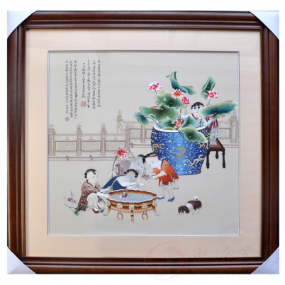 何建英苏绣子孙和合图