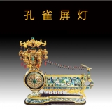 张同禄景泰蓝孔雀屏灯