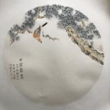 刘换天没骨花鸟-松龄鹤寿 镜片