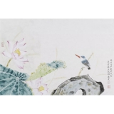 刘换天没骨花鸟-荷露清香 43x66cm